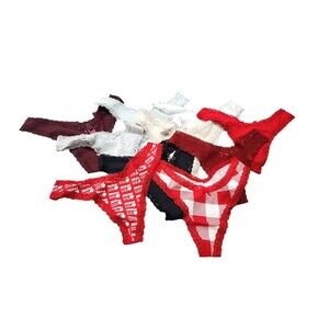 New With Box Skims XS Red Brick Multi Lightweight Cotton Lace Trim Thong 10 Pack